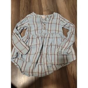 Jumping Beans Girls Blue/Brown High-Low Flannel Long Sleeve Top Size 5